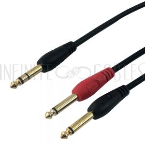 1/4 Inch TRS Male to 2x 1/4 Inch TS Male Cables - Infinite Cables